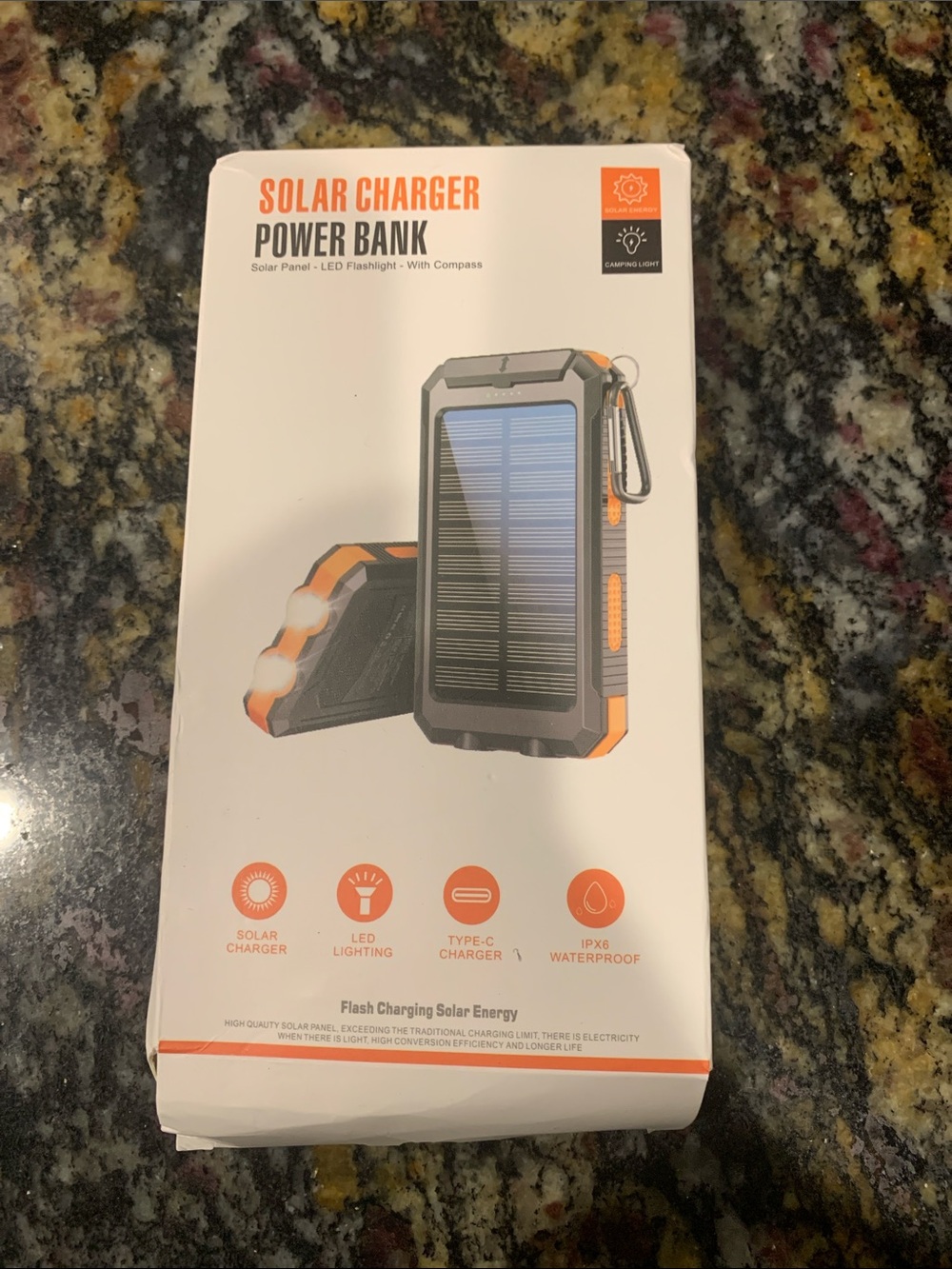 Solar Charger Power Bank Portable - Black